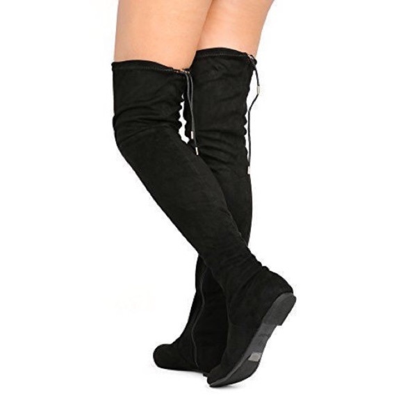 Mistress Black Flat OTK Boots - Picture 2 of 3